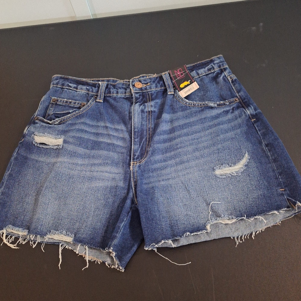 NOBO Frayed Hem Blue Jean Shorts